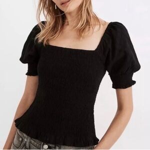 MADEWELL 100% cotton puff sleeve square neck blouse